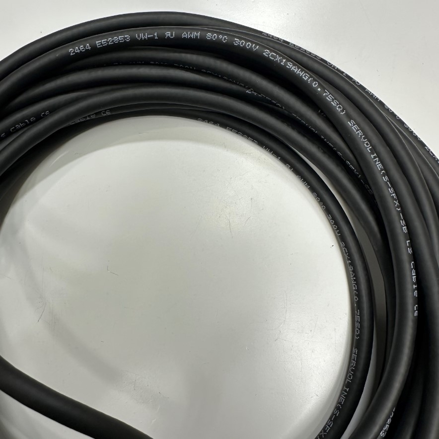 Cáp 8M 27ft Shielded Cable 2 Core x 0.75mm² LS E52853 SERVOLINE (S-SFX) -SB 19AWG 80°C 300V OD 6.4mm Black For Power Cable and Control Robotics, CNC Machines, Industrial Communication