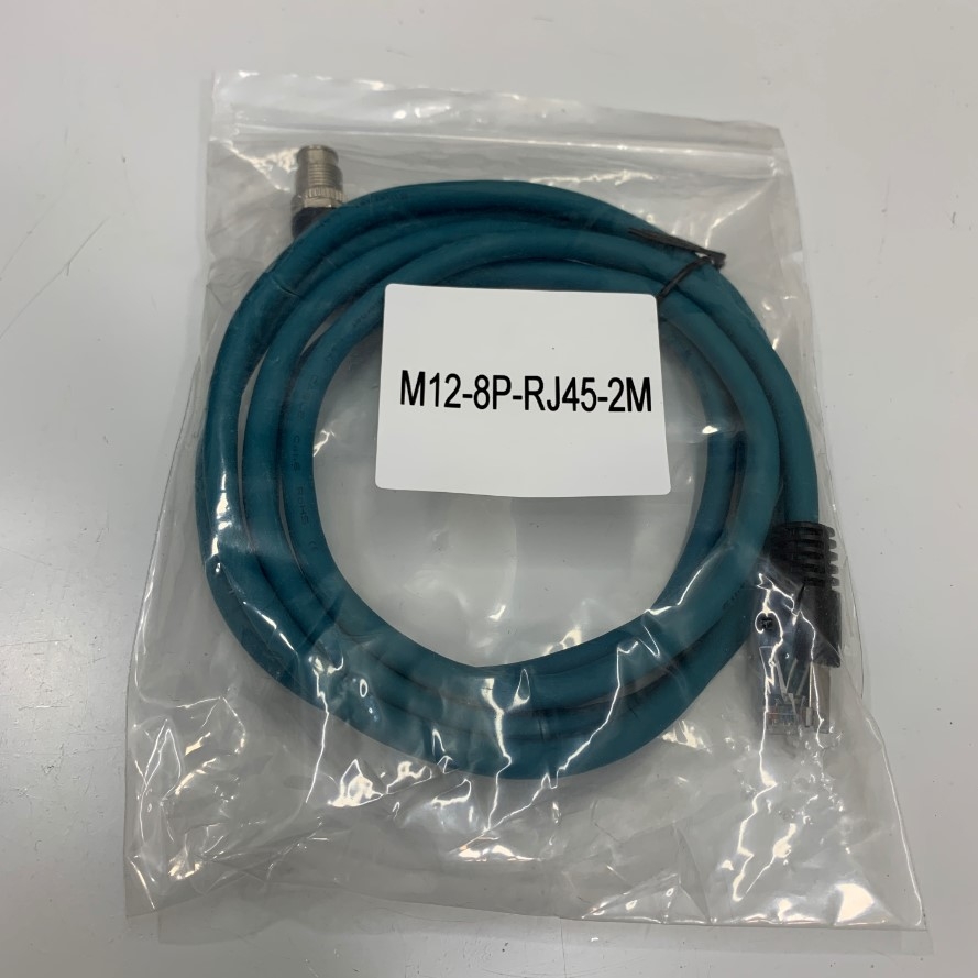 Cáp Right Angle M12 8 Pin Male X-Coded to RJ45 Industrial Ethernet CAT6 Shielded Cable OEM Cognex CCB-84901-2002-02 Dài 2M 6.5ft For Cognex Industrial Camera