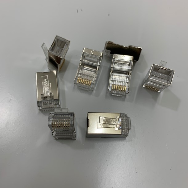 Đầu Bấm Mạng NOVA CC-01-00175 CAT5E And CAT6 U/UTP FTP/STP Bọc Nickel Plated Shielded RJ45 CAT5E 8P8C Modular Plug Network Connector Max Cable OD 5.7 - 6.5mm Gold Plated 100pcs