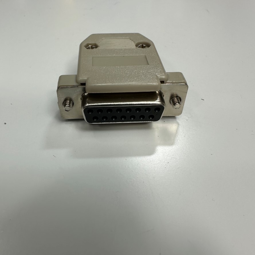 Đầu Jack Connfly D-Sub DB15 Female Connector Plug 3A 250V Solder Type Nickel Plated 15 Way + Plastic Hood Cover Gray For Industrial Servo Motor, Interface I/O Control, Data Signal and Power Cable