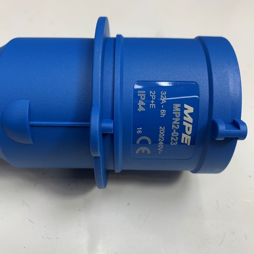 Ổ Cắm Điện Công Nghiệp Blue MPE IP44 2P+E 32A-6h 250V MPN2-023 Induatrial Connector 3 Pin Male Industrial Power Socket