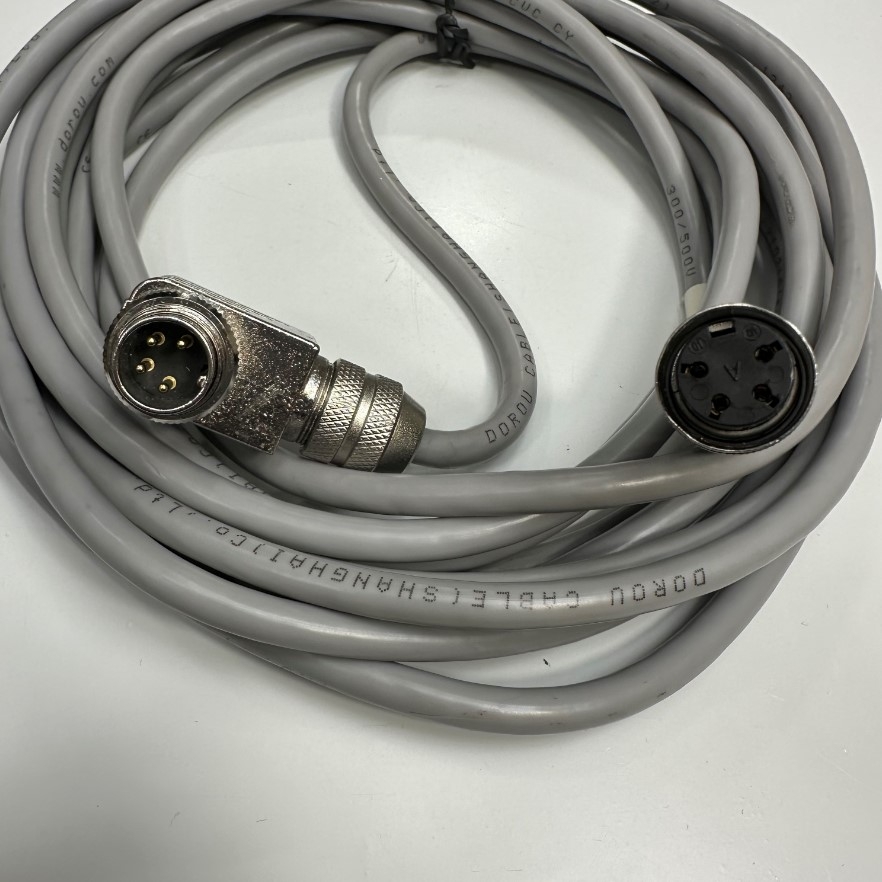 Cáp 5M 17ft Connector AISG DIN Right Angle 4 Pin Male to 4 Pin Female Shielded Cable Grey 4 Core x 0.34mm² OD 7.0mm For Signal and Power Cable Industrial