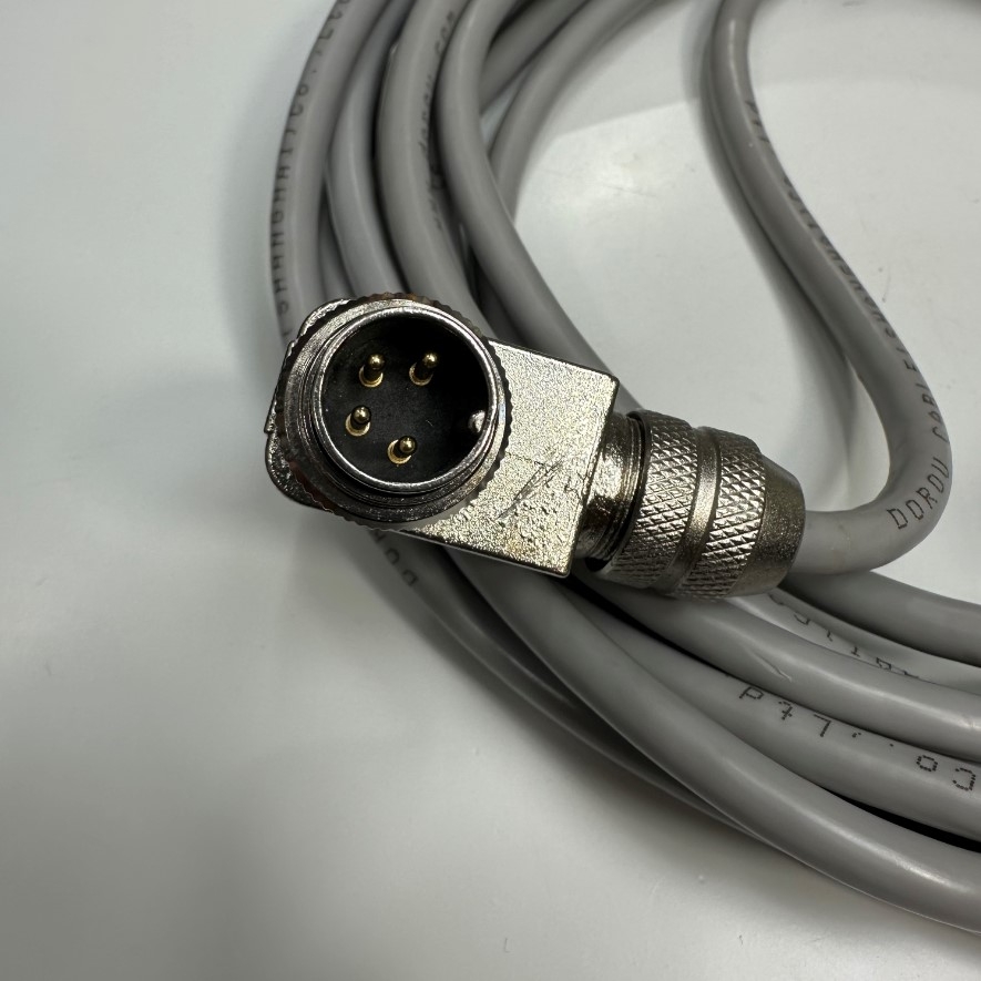 Cáp 5M 17ft Connector AISG DIN Right Angle 4 Pin Male to 4 Pin Female Shielded Cable Grey 4 Core x 0.34mm² OD 7.0mm For Signal and Power Cable Industrial