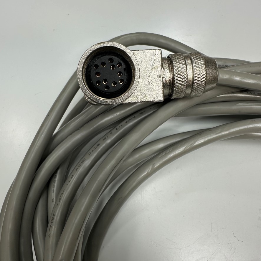 Cáp 5M 17ft Connector AISG DIN Right Angle 12 Pin Female to 12 Pin Male Shielded Cable Grey 12 Core x 0.12mm² OD 6.8mm For Signal and Power Cable Industrial