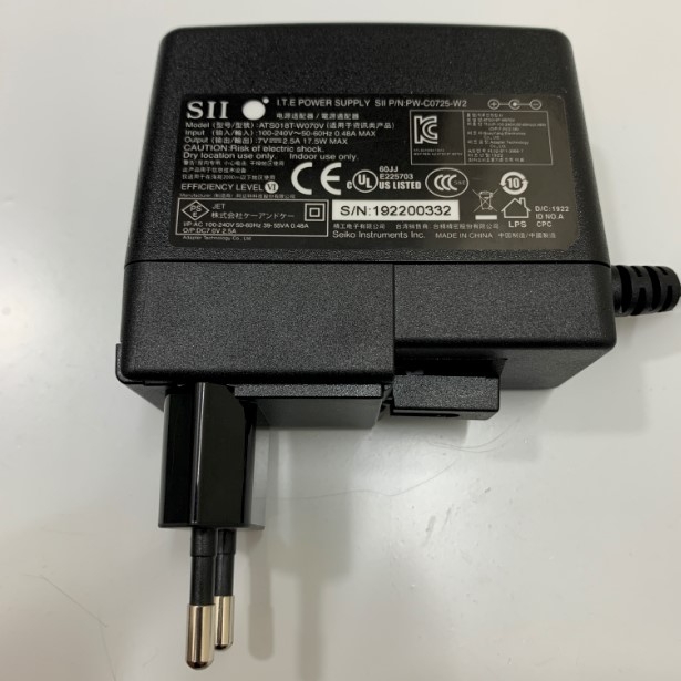 Adapter 7V 2.5A 17.5W I.T.E ATS018T-W070 + ---C--- - Connector Size 5.5mm x 2.1mm For Máy In Nhiệt SEIKO DPU-414 Dùng Cho Thiết Bị Y Tế