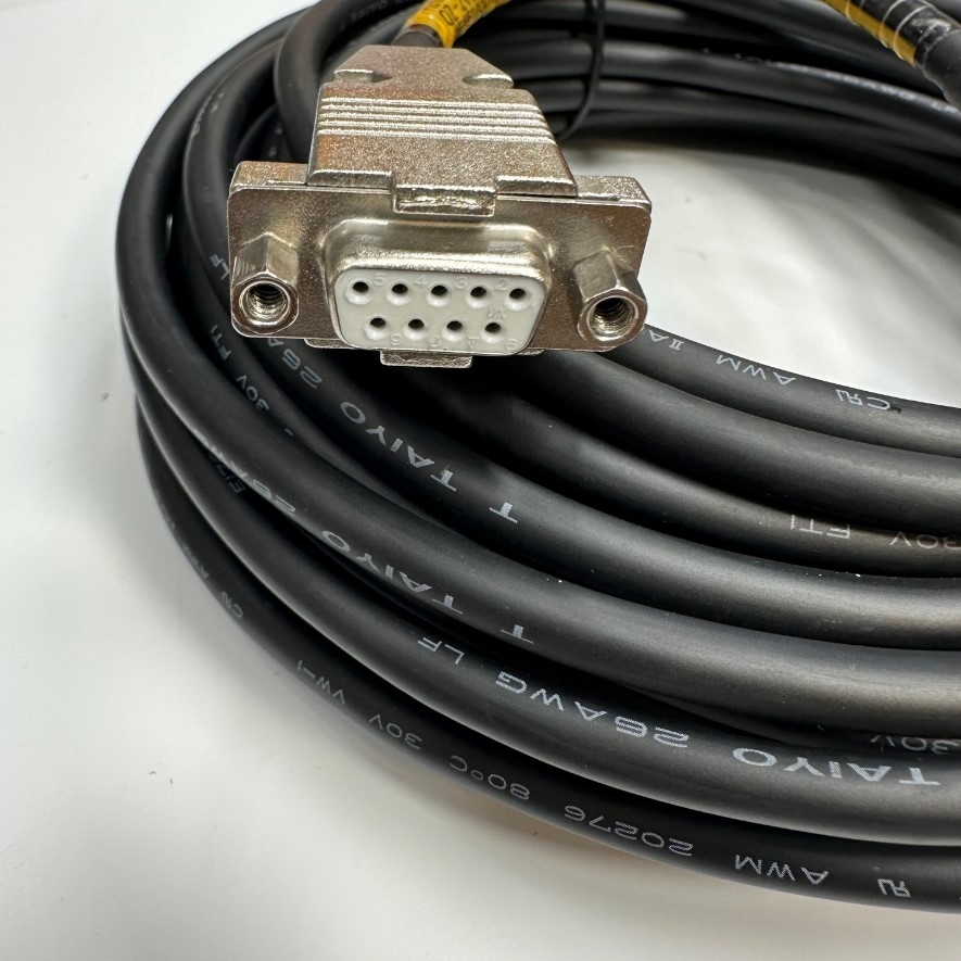 Cáp 12M 40ft PSLH080-SV680L-12.0M-H Metal Shell Connector DB15 HD VGA 15 Pin Male to DB9 Female Cable TAIYO E176097 26AWG OD 6.5mm For Industrial Motor Control Cable