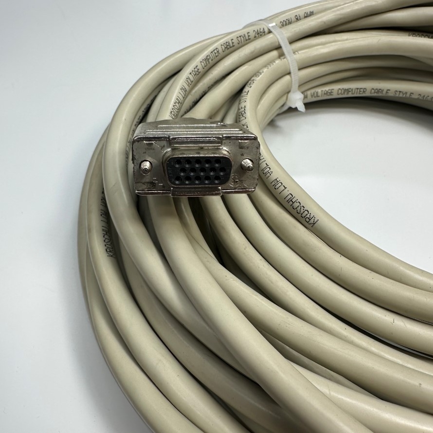 Cáp 15M 50ft Multi Pin Single and Power Shielded Cable Connection DB15 HD VGA 15 Pin Female to 15 Core Ends OD Ø 8.5mm Grey Kroschu 300V 24AWG 15x0.2mm² For Industrial Motor Encoder Control Cable