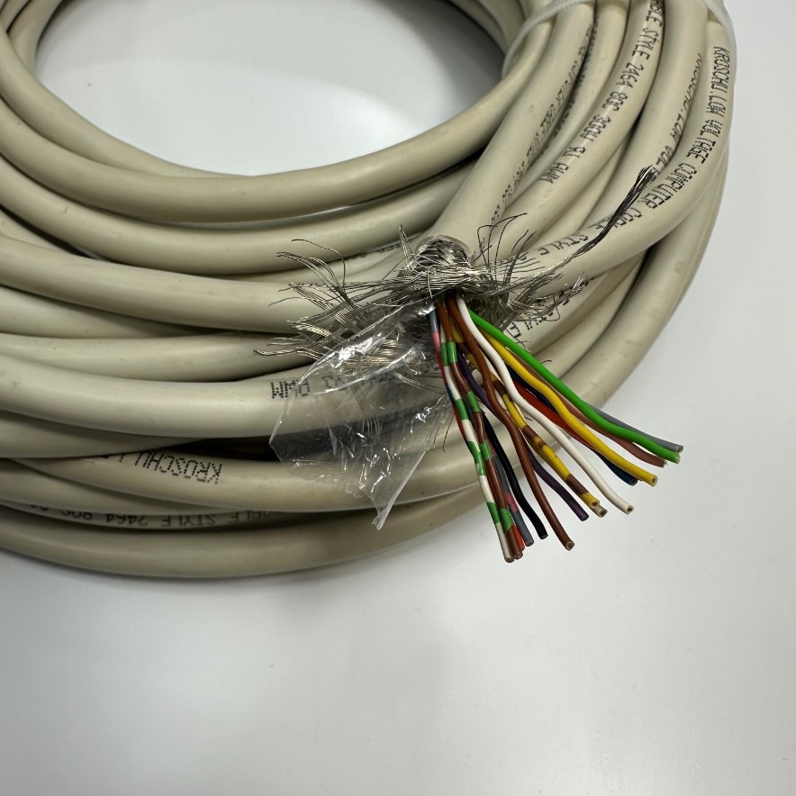 Cáp 15M 50ft Multi Pin Single and Power Shielded Cable Connection DB15 HD VGA 15 Pin Female to 15 Core Ends OD Ø 8.5mm Grey Kroschu 300V 24AWG 15x0.2mm² For Industrial Motor Encoder Control Cable