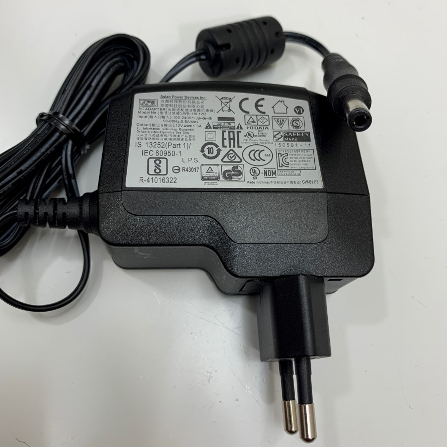 Adapter 12V 1.5A 18W APD WB-18L12R Connector Size 5.5mm x 2.5mm