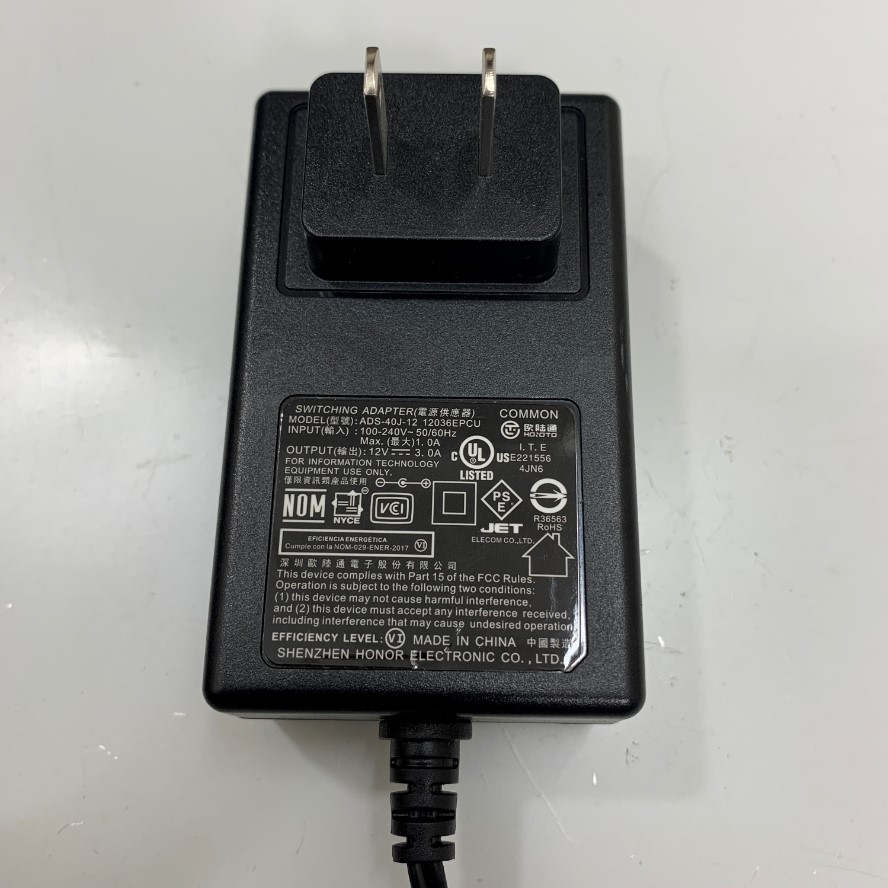 Adapter 12V 3A 36W SHENZHEN ADS-40J-12 12036EPCU US Plug Power Cord DC Connector Size 5.5mm x 2.5mm