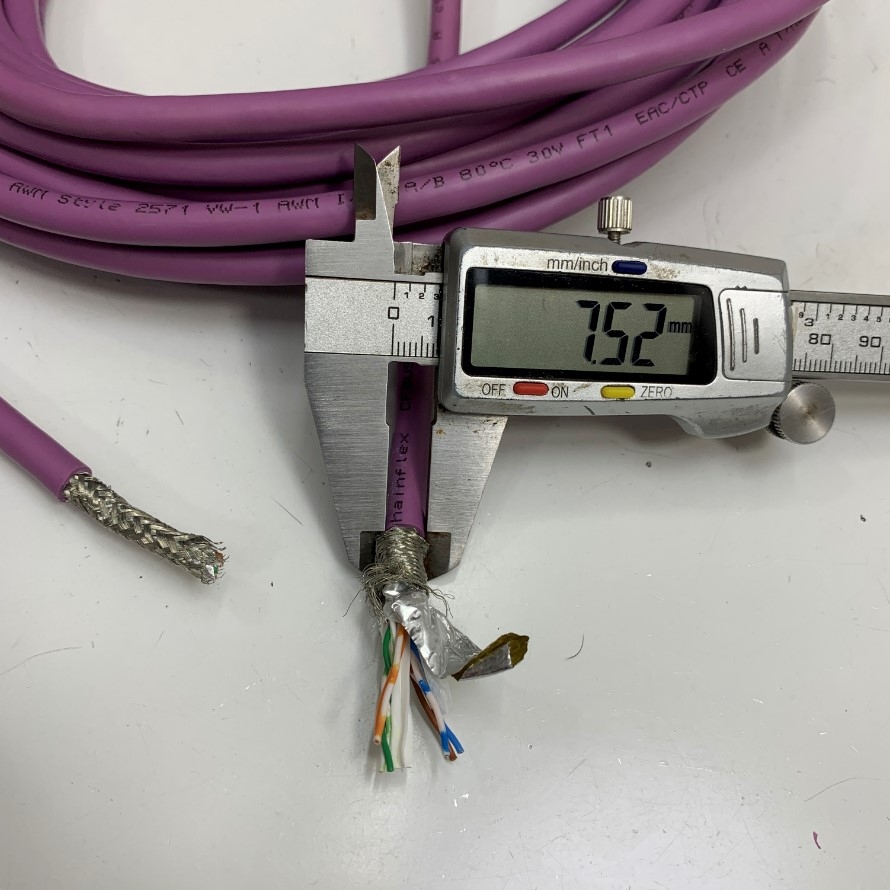Cáp Truyền Dữ Liệu Mạng Công Nghiệp Dài 8M 26.6ft IGUS CHAINFLEX CFBUS-PVC-049 Cable CAT6 Ethernet Jacket Purple Shielded E310776 26AWG 4PR 4x2x0.15mm² OD 7.5mm For Gige Industrial Camera, Encoder, Robot, Bus Cable