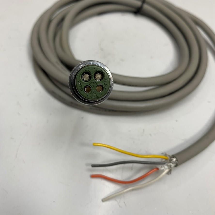 Cáp 3M 10ft Connector Sanwa 41-6590 4 Pin Female 125V 5A to 4 Core Ends Cable 22AWG 4 x 0.3mm² Grey For Power Cable and Control Robotics, CNC Machines, Industrial