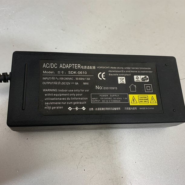 Adapter SDK-0610 12V 8A Connector Size 4 Pin 10mm Mini Din For Máy Bán Hàng Tự Động