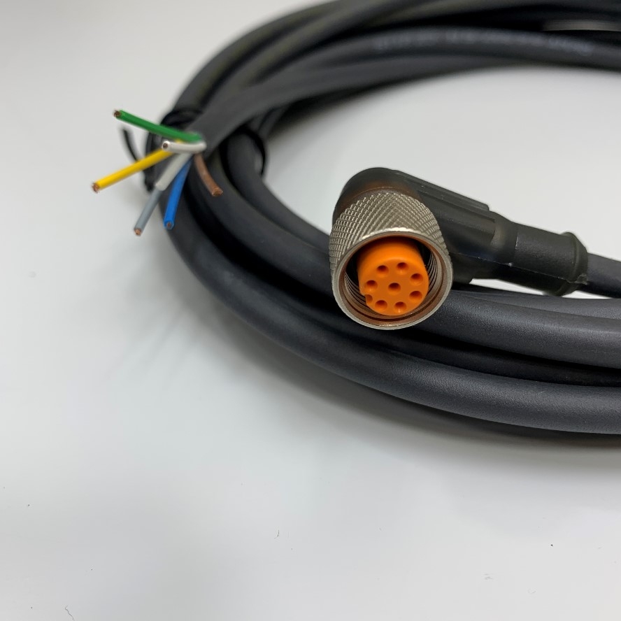 Cáp Điều Khiển RKWT 8-6-337/5M CZ 215 Lumberg Automation Sensor Dài 5M 17ft Cable M12 8 Pin A-Code Female 90 Degree to 6 Core Bare Wire Open End For Sensor Cable Self locking