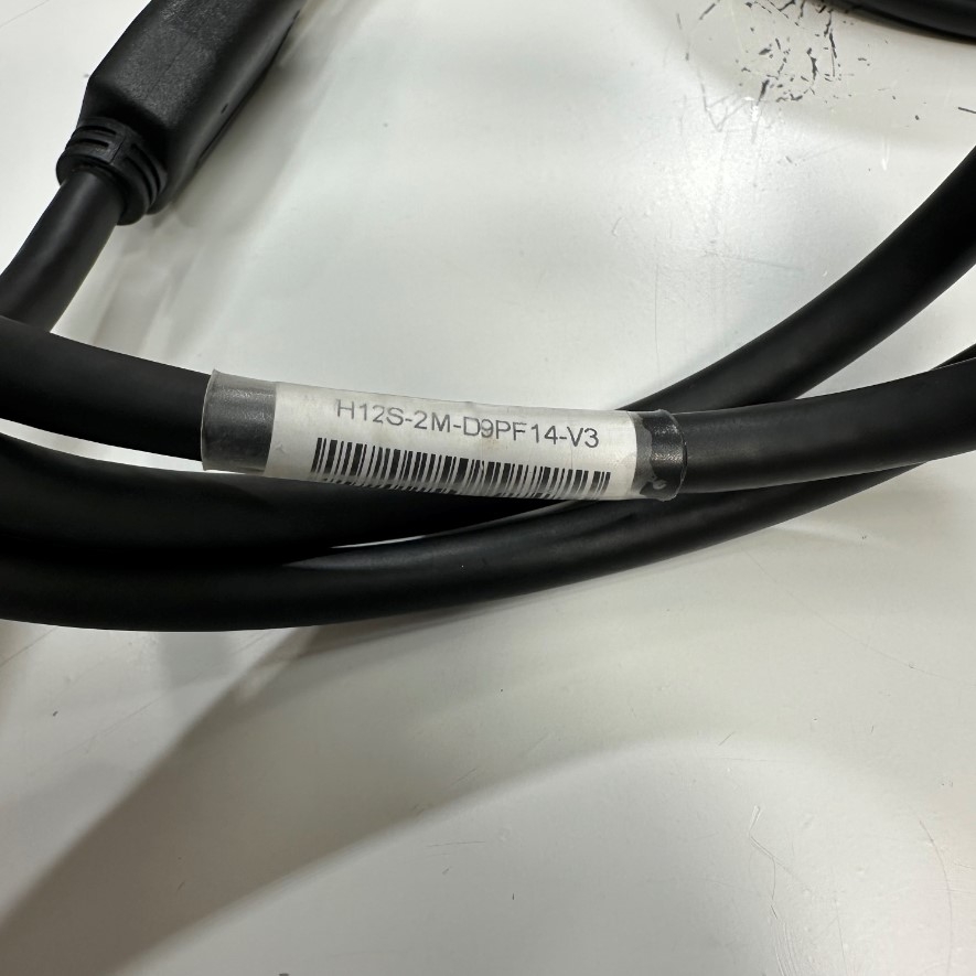 Cáp 2.1M 7ft H12S-2M-D9PF14-V3 Cable Infoscan Barcode Scanner Reader Connector M12 12 Pin A-Code Male to DB9 Female + 5.5 x 2.1mm Female DC Power Jack and I/O Cable 14 Pin Terminal Blocks