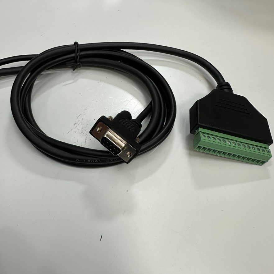 Cáp 2.1M 7ft H12S-2M-D9PF14-V3 Cable Infoscan Barcode Scanner Reader Connector M12 12 Pin A-Code Male to DB9 Female + 5.5 x 2.1mm Female DC Power Jack and I/O Cable 14 Pin Terminal Blocks