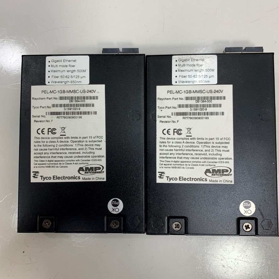Bộ Chuyển Đổi Quang Điện Media Converter AMP 1591020-9 PEL-MC-1GB-MMSC-US-240V Gigabit RJ45 Duplex SC Multimode Maximun length 500M Theo Thiết Bị Đã Qua Sử Dụng