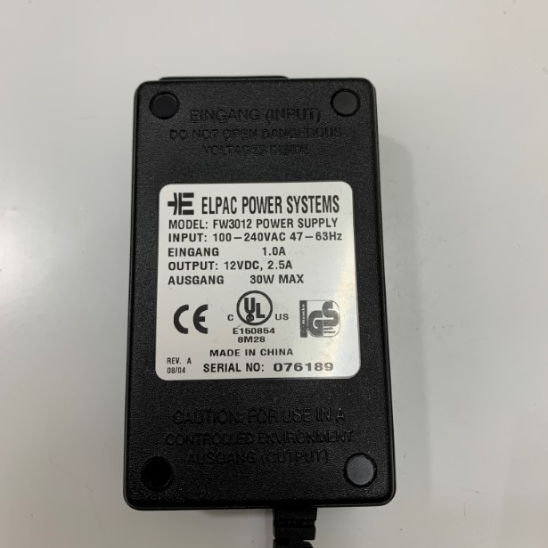 Adapter 12V 2.5A 30W ELPAC OEM 11107909 External Power Supply Connector Size 5.5mm x 2.5mm For Mettler Toledo Balance Weighing Platform XP and XS