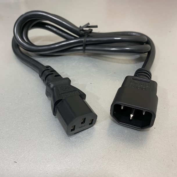 Dây Nguồn PDU Power Cord C13 to C14 10A 250V 18AWG 3x0.824mm² SJTW UL US Cable OD 7.8mm 3 ft 0.9M Black
