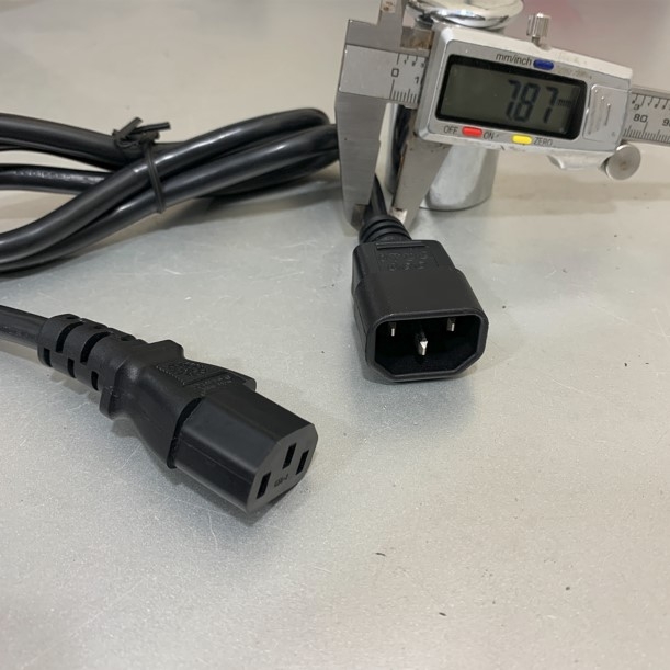 Dây Nguồn PDU Power Cord C13 to C14 10A 250V 18AWG 3x0.824mm² SJTW UL US Cable OD 7.8mm 3 ft 0.9M Black