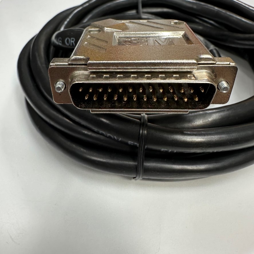 Cáp 3.1M 10.3ft Shielded Cable DB25 Male to Male 60 Degree Connector 3M Metal Shell Serial RS232 Cable 28AWG 80°C 300V Black OD 9.5mm For Power I/O Servo Drive and Laser Marker Controller