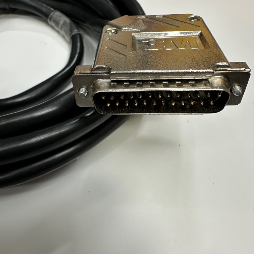 Cáp 3.1M 10.3ft Shielded Cable DB25 Male to Male 60 Degree Connector 3M Metal Shell Serial RS232 Cable 28AWG 80°C 300V Black OD 9.5mm For Power I/O Servo Drive and Laser Marker Controller