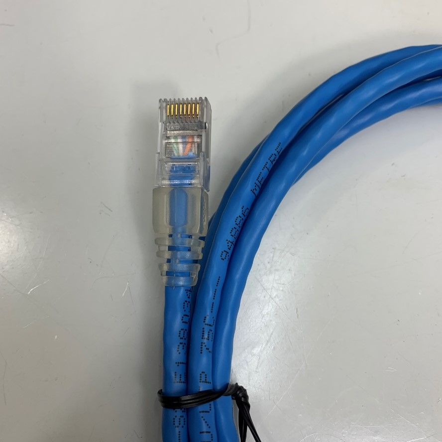 Cáp Mạng Công Nghiệp CAT5E U/UTP PVC UL CM Cable E138034 4PR Industrial Ethernet RJ45 Gigabit Lan Network PVC Blue 24AWG Dài 2.7M 9ft For Servo, PLC, HMI, Ethernet Network Cable