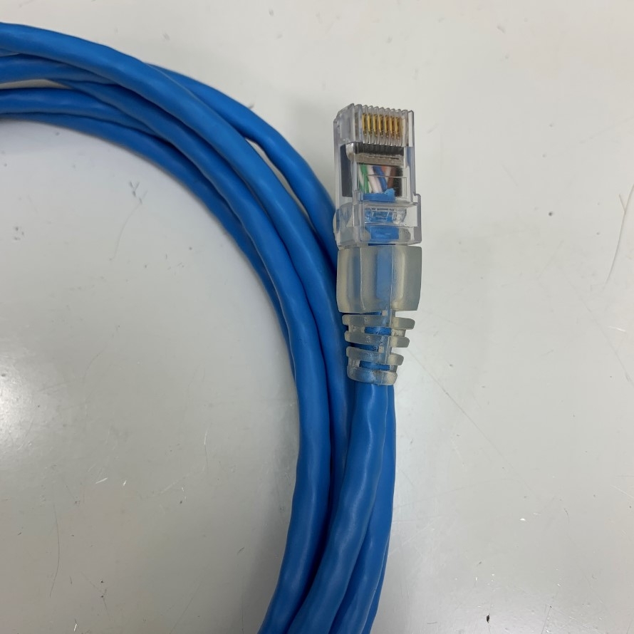 Cáp Mạng Công Nghiệp CAT5E U/UTP PVC UL CM Cable E138034 4PR Industrial Ethernet RJ45 Gigabit Lan Network PVC Blue 24AWG Dài 2.7M 9ft For Servo, PLC, HMI, Ethernet Network Cable