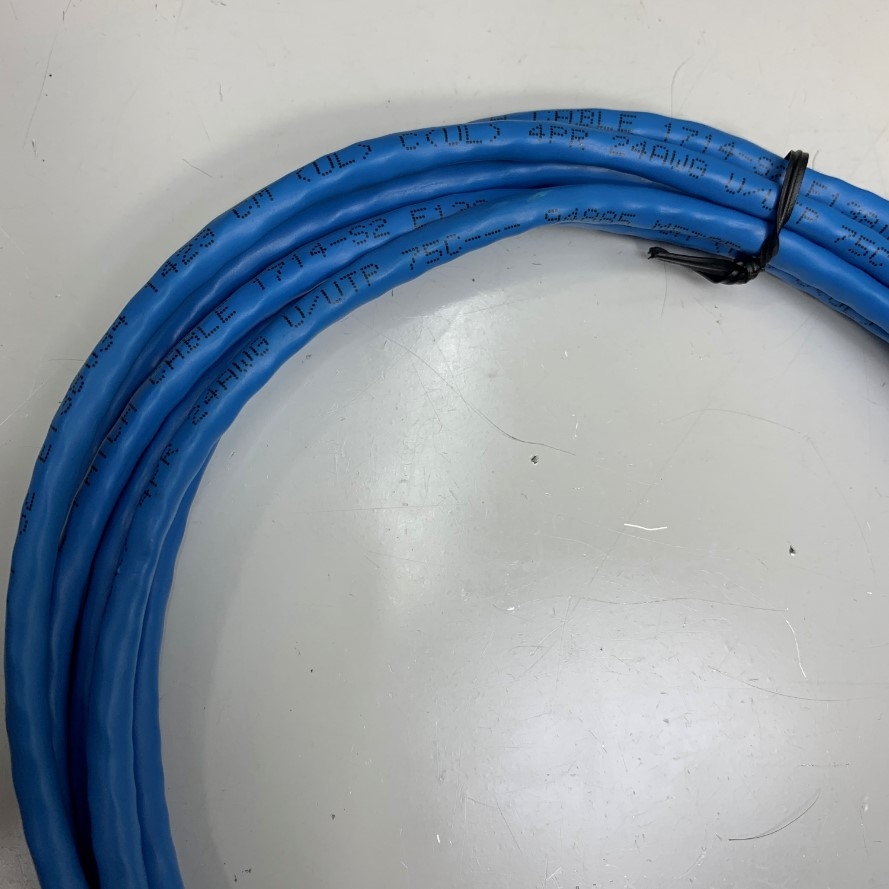 Cáp Mạng Công Nghiệp CAT5E U/UTP PVC UL CM Cable E138034 4PR Industrial Ethernet RJ45 Gigabit Lan Network PVC Blue 24AWG Dài 2.7M 9ft For Servo, PLC, HMI, Ethernet Network Cable