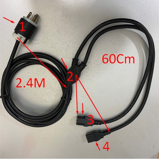 Dây Chia Nguồn VOLEX NEMA 6 – 15P to 2 Port C13 Splitter Cord 15A 13A 250V 3Gx1.31mm² H05VV-F Cable OD 8.3mm Length 3M