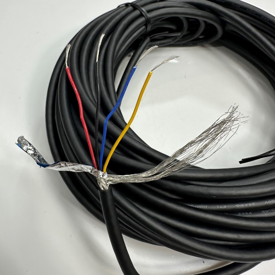 Cáp Điều Khiển HONGLIN Có Chống Nhiễu 300M 1000ft 4 Core x 0.15mm² Shielded Cable E239426 AWM 20276 26AWG 80°C 300V OD 5.0mm Balck For Industrial Power and I/O Data Cable RS422/RS485 Communication