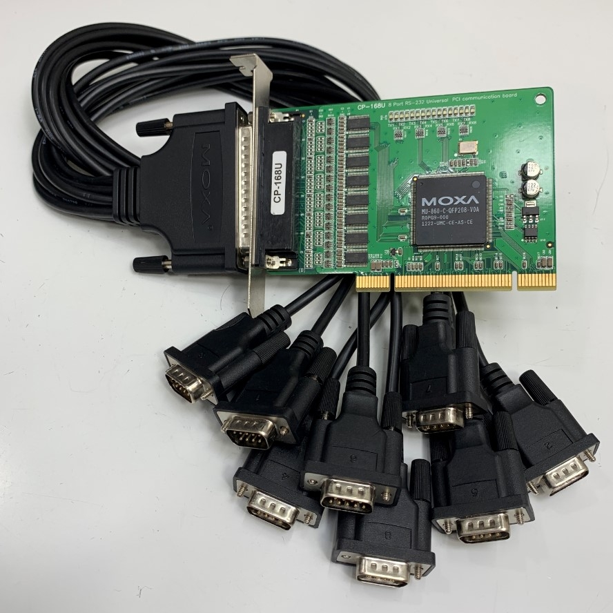 Card Moxa CP-168U PCI 4X to 8 Port RS232 DB9 Multiport Serial Adapter For Advantech Industrial Computer, Medical Serial Port Communication, Barcode Reader industrial