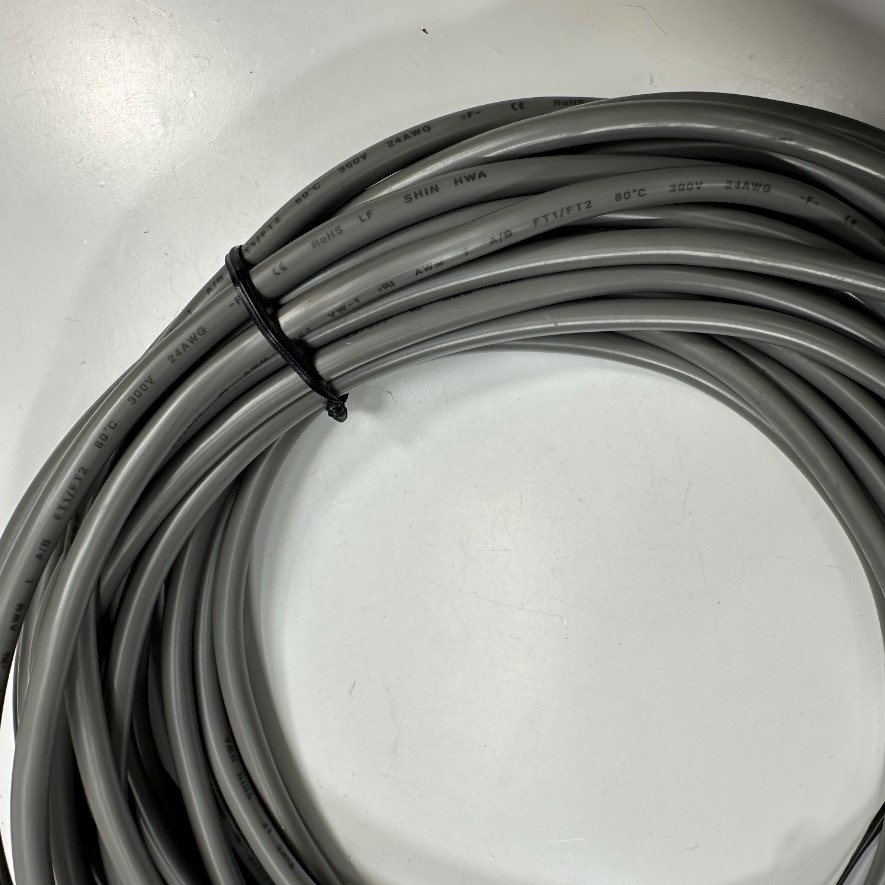Cáp Điều Khiển SHIN HWA Shielded Aluminium Foil 300M 1000ft 2 Core x 0.25mm² Cable E97577 AWM 2464 24AWG 80°C 300V OD 5.0mm Grey For Industrial Power and I/O Data Control Cable RS422/RS485 Communication
