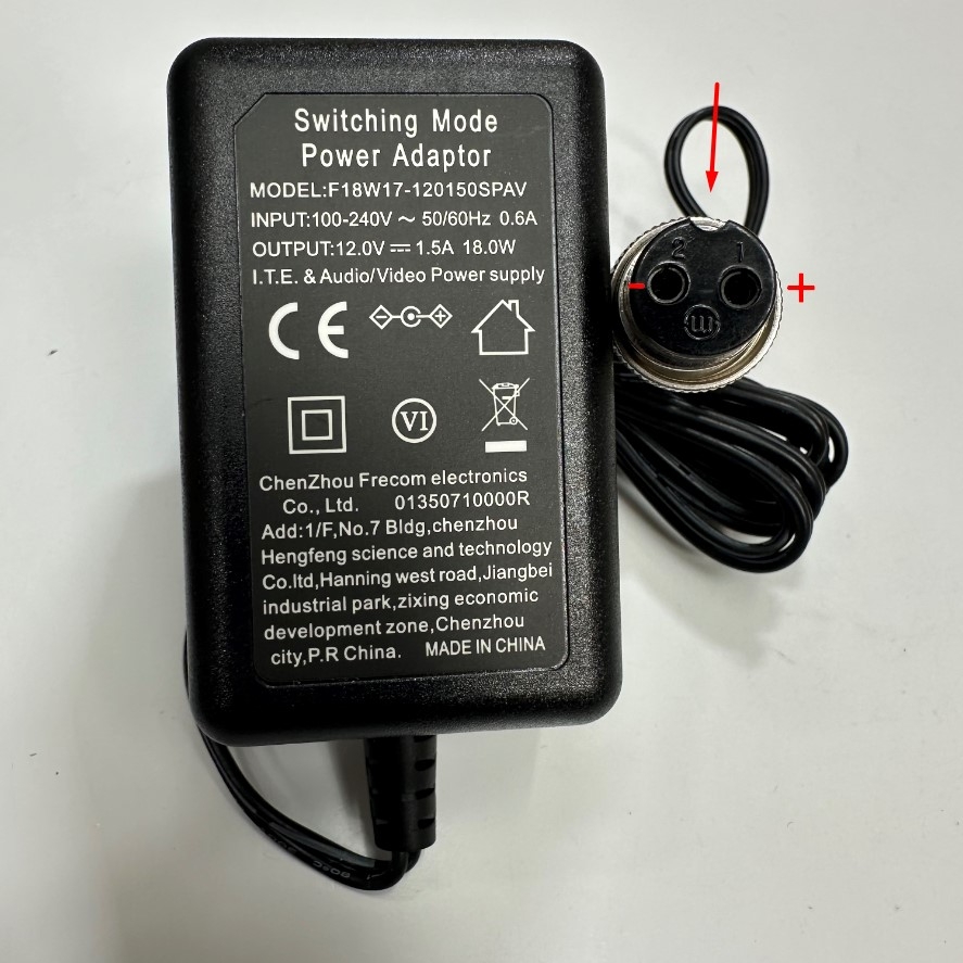 Adapter 12V 1.5A 18W AMTC EU Plug OEM Thay Thế CAS SAW15A-120-1250GD 12V 1.25A 15W Connector Tip Size GX16 2 Pin Female Screw Circular For Đầu Cân Điện Tử CAS Weighing Indicator CI-200A, CS-201A