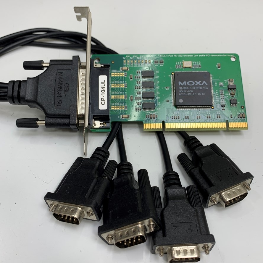 Card PCI Slots Moxa CP-104UL PCI 4X to 4 Port RS232 DB9 + Moxa CBL-M44M9x4-50 Cable