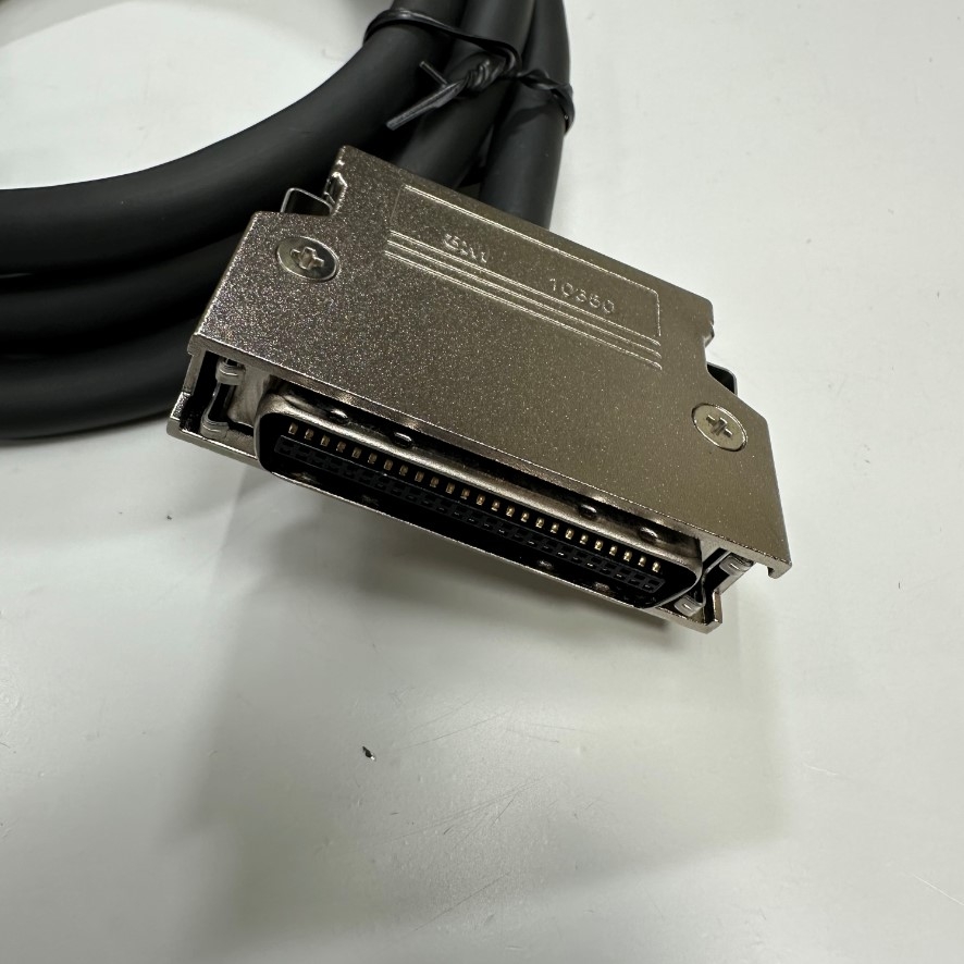 Cáp 1.5M 5ft MISUMI MWS-MDR50-HT50 SCSI Connector 3M 10350 MDR 50 Pin Male to Male Pitch 1.27mm Gold Plated Latch Clip Black OD 8.5mm Cable For Servo Drive I/O Signal Interface Terminal Block