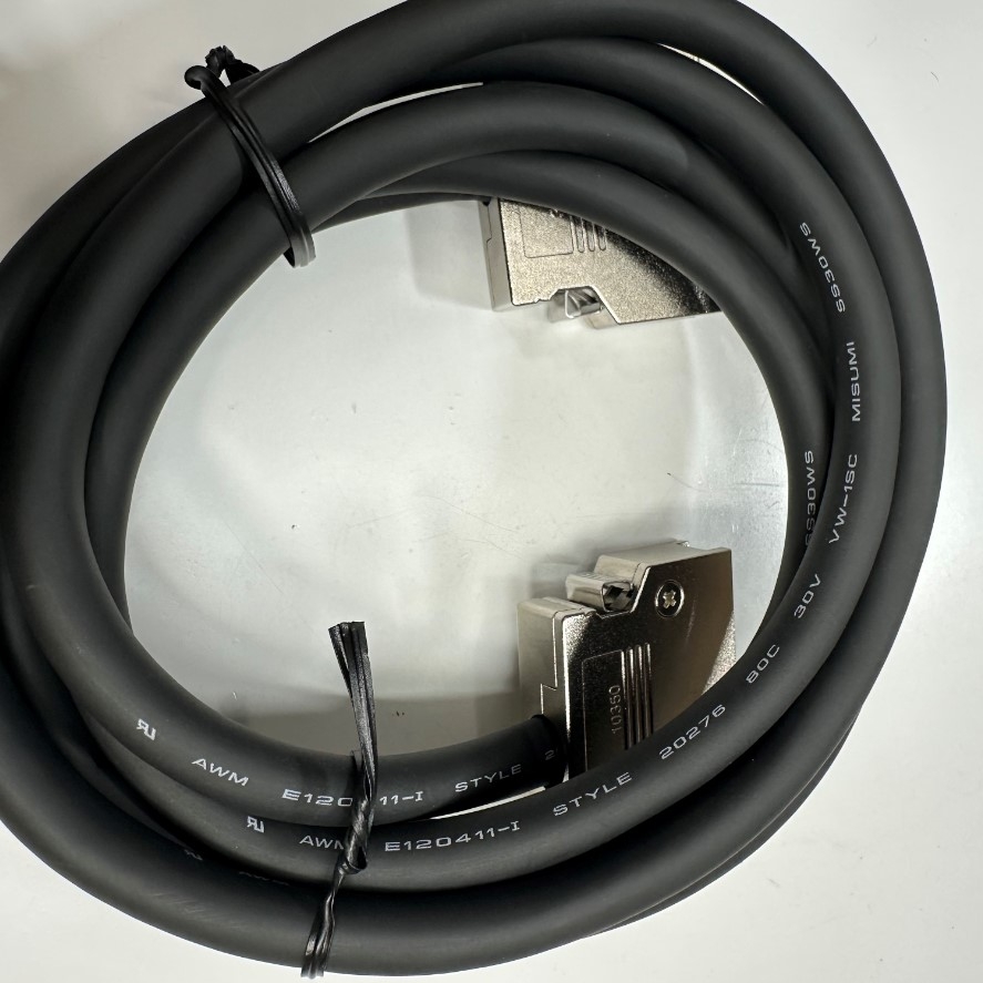 Cáp 1.5M 5ft MISUMI MWS-MDR50-HT50 SCSI Connector 3M 10350 MDR 50 Pin Male to Male Pitch 1.27mm Gold Plated Latch Clip Black OD 8.5mm Cable For Servo Drive I/O Signal Interface Terminal Block