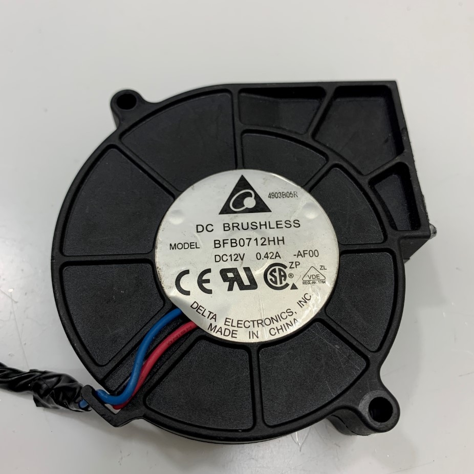 Quạt Sò DELTA ELECTRONICS FAN BFB0712HH DC 12V 0.42A AF00 3 Pin 75.7x75.7x25mm Jack DC 5.5 x 5.1mm