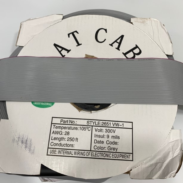 Cáp 64 Pin Flat Ribbon Cable 1.27mm Pitch 64 Way Unscreened 81.3mm Width 28AWG 300V Length 25M