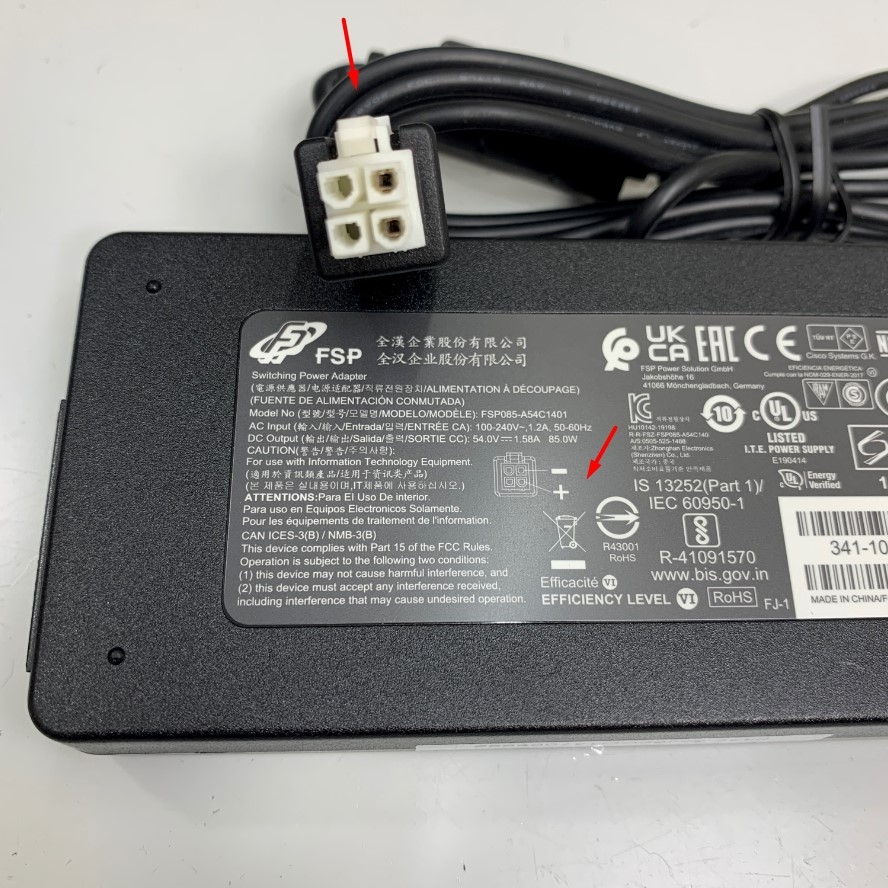 Adapter 54V 1.58A 85W FSP FSP085-A54C1401 Connector Size 4 Pin ATX Molex For Cisco CBS350-16P-E-2G 16-Port Gigabit PoE+ Ethernet Managed Switch