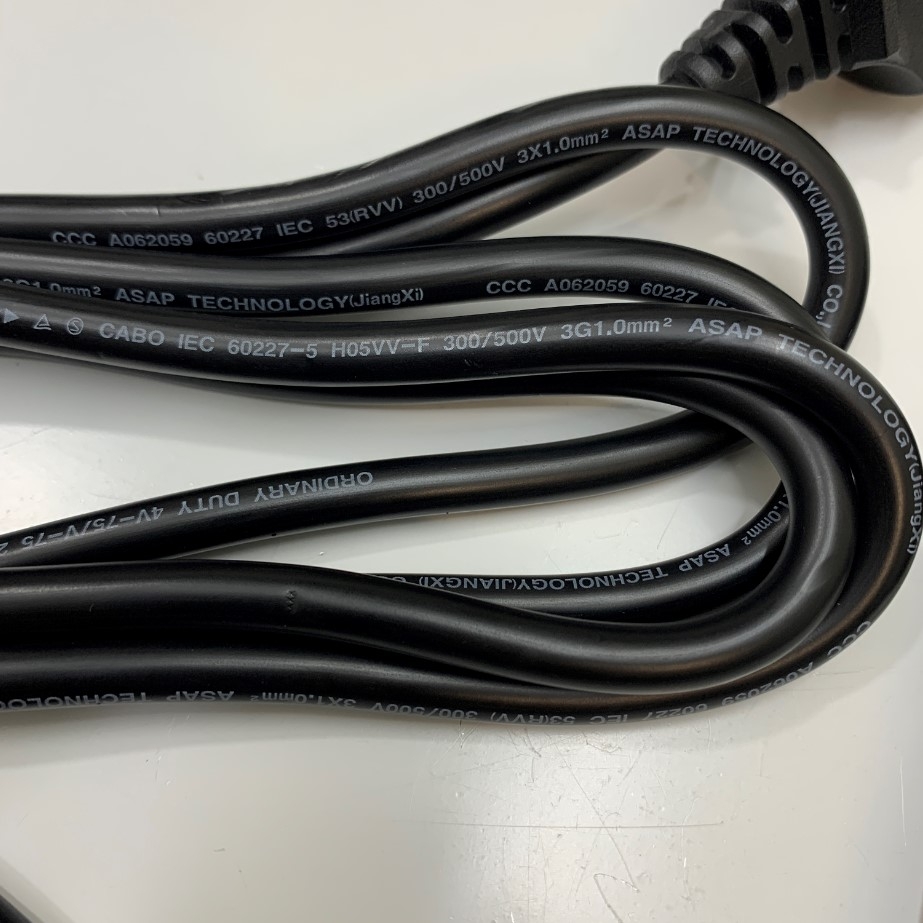 Dây Nguồn ASAP A12-0033-AC2 Schuko AC Power Cord CEE 7/7 to C13 10A 250V 3x1.0mm² H05VV-F Cable OD 7.0mm Length 1.8M