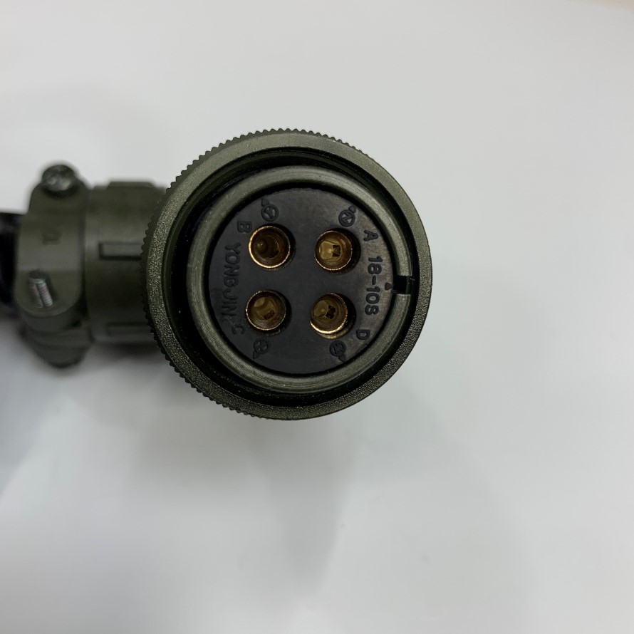 Cáp 0.2M Size 18 MS3057-10A Right Angle Plug Connector YONGJIN 18-10S 4 Pin to 4 Core Open End For Servo Motor Power Supply Cable