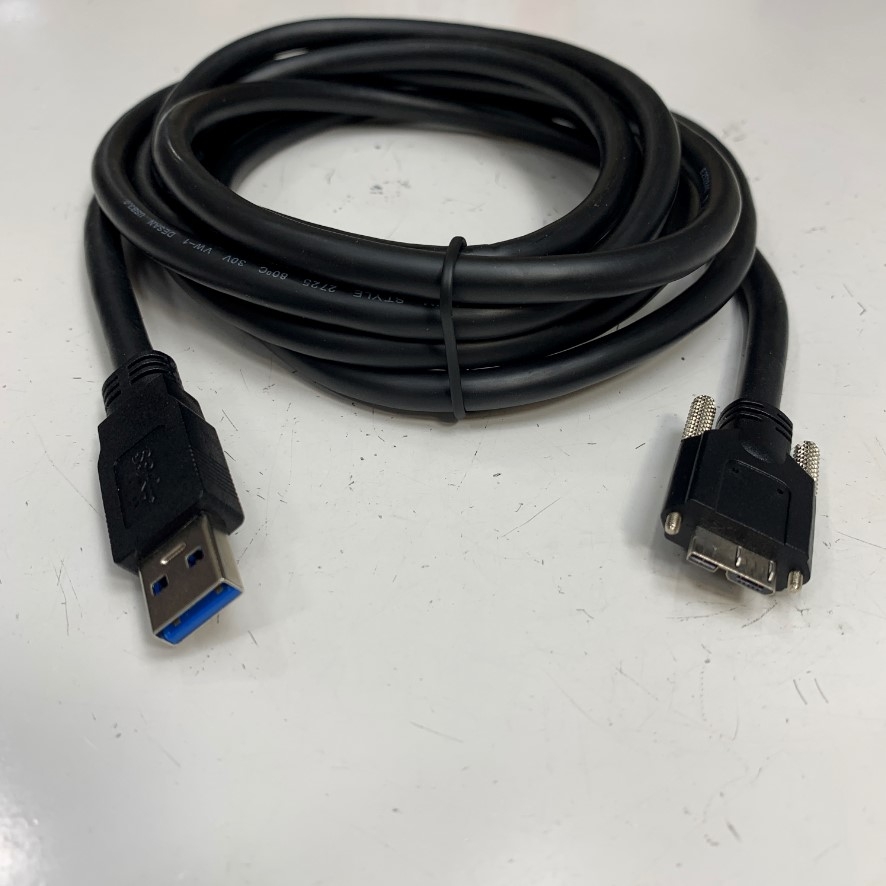 Cáp 2.5M 8.3ft OEM Thay Thế Cable CBL-PD302MBS-2M USB 3.0 Type A to Micro B Male With Screw Locking For Machine Vision Industrial Camera