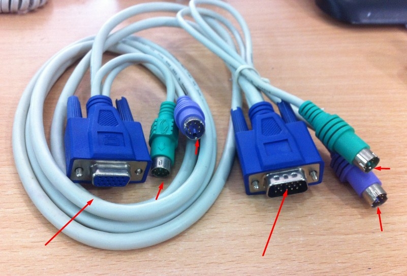 Cáp Điều Khiển KVM Switch Cable 3 in 1 PS2 Male to Male Keyboar Mouse and VGA Male to Female For KVM Switch Smart View Pro or KVM Switch Length 1.8M