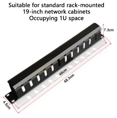Thanh Quản Lý Cáp Ngang Cho tủ Rack LanTroVision Cable Management Rack 2U 12 Slot 48 Port Cabinet