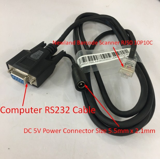 Cáp Máy Quét Symbol DS6878 Barcode Scanner CBA-R37-C09ZAR Cable RS232 to RJ50 10Pin Cable with DC Power Length 1.8M