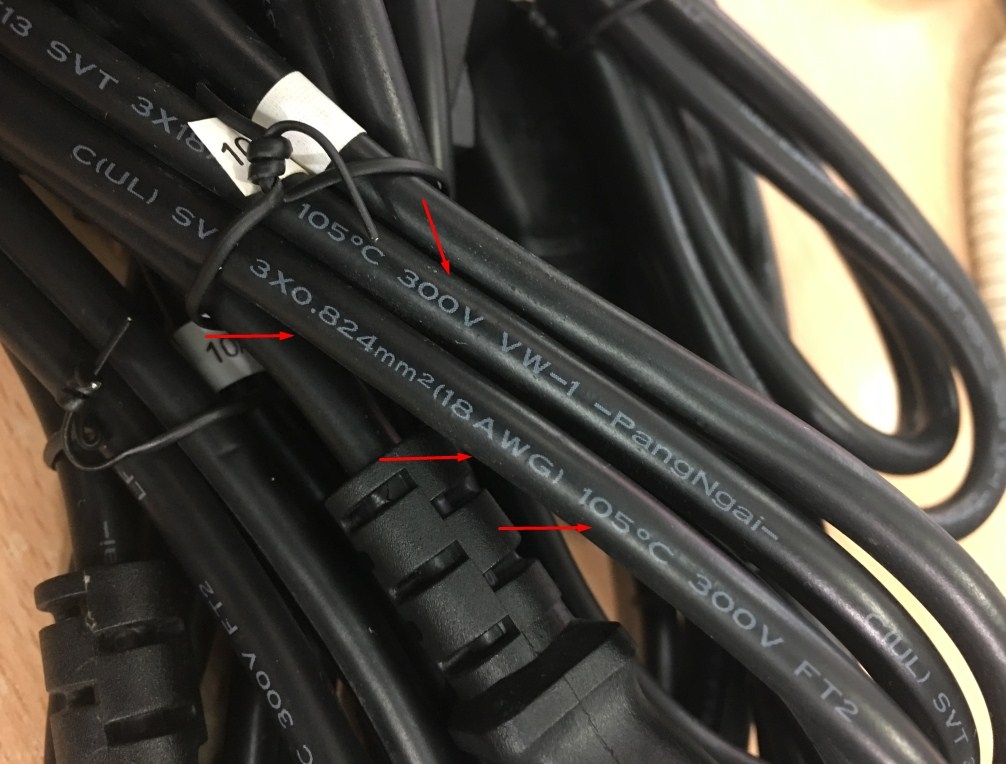 Dây Nguồn Pang Ngai FST-301 FST-309 NEMA 5-15P to C13 AC Power Cord 10A 125V 3x0.824mm 18AWG Length 1.5M