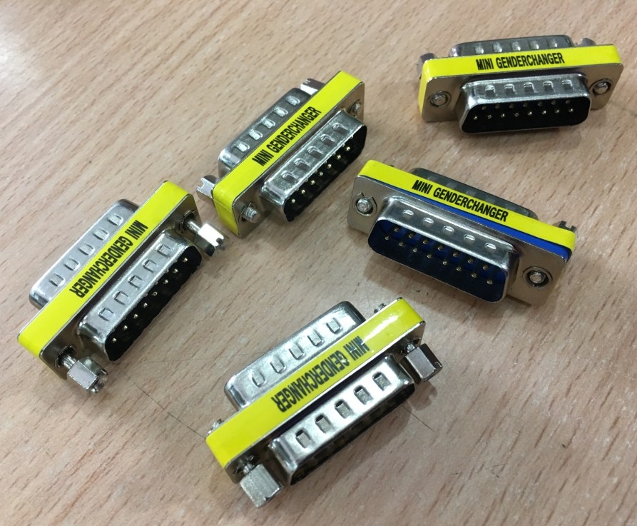 Rắc Nối D-SUB 15 Chân Hai Hàng Dương RS232C DB15 Male to DB15 Male 2 Row 15Pin Gender Changer