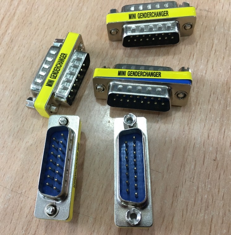 Rắc Nối D-SUB 15 Chân Hai Hàng Dương RS232C DB15 Male to DB15 Male 2 Row 15Pin Gender Changer