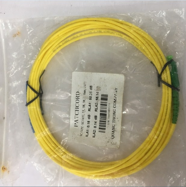 Dây Nhẩy Quang SC/APC-SC/UPC Simplex 9/125 SingleMode Fiber Optic Cable Patch Cord jumper 3.0mm PVC Length 5M